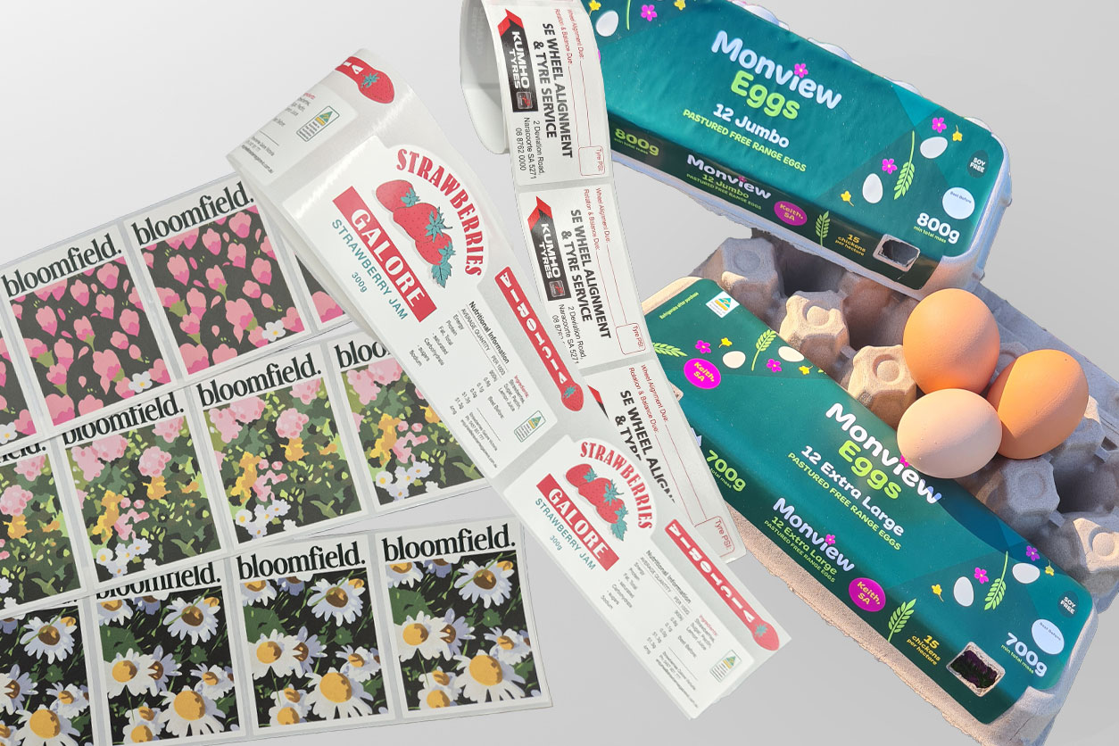 Image of stickers and labels